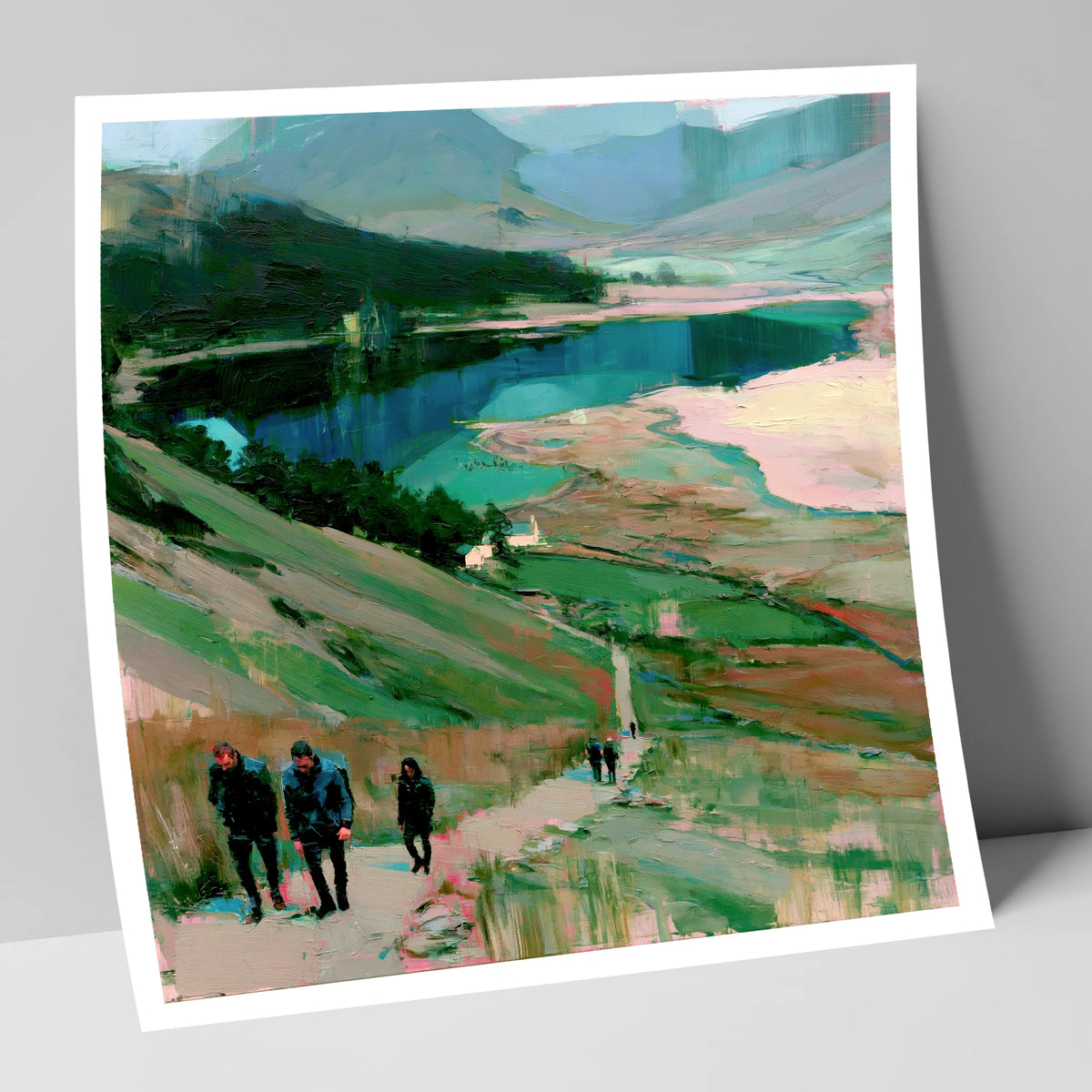 Fell Walkers Above the Lake lake district fell art print