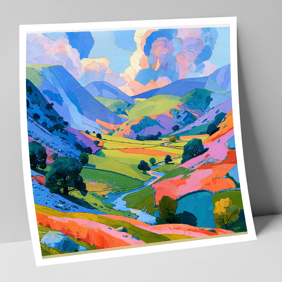 Lavender Fells and Valley Beck lake district valley art print