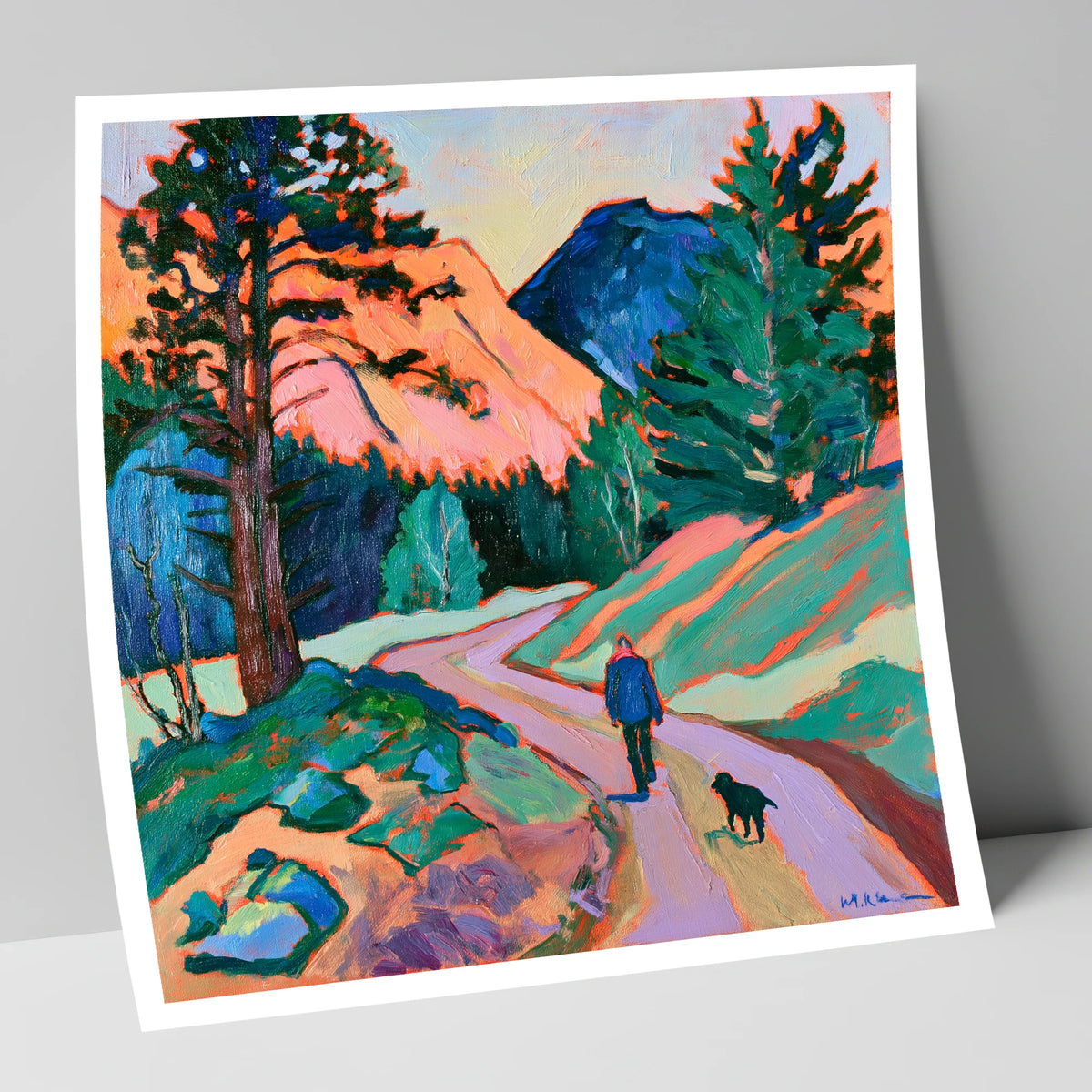 Vibrant Dog Walk at Threlkeld gifts for dog walkers art print