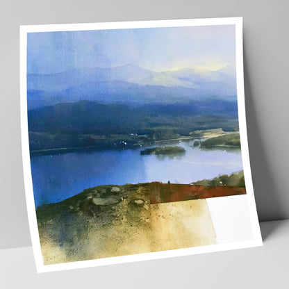 Indigo Windermere from Brant Fell lake district village art print