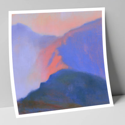 Misty Mountain Ridge in Pink Light lake district fell art print