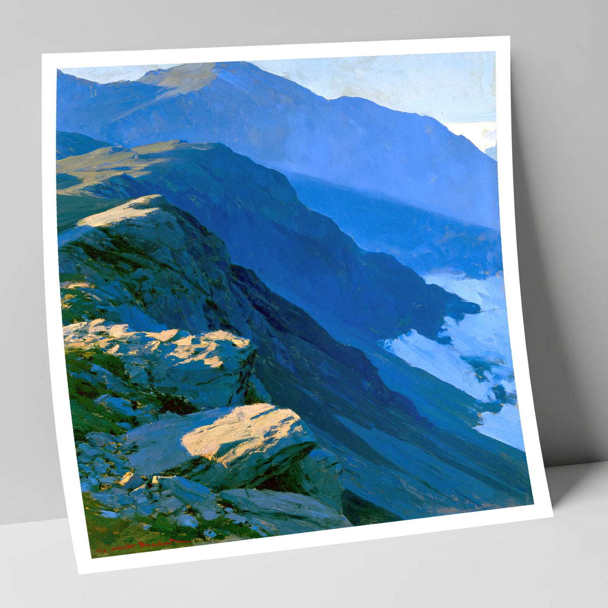 Blue Shadows on Misty Ridge lake district fell art print