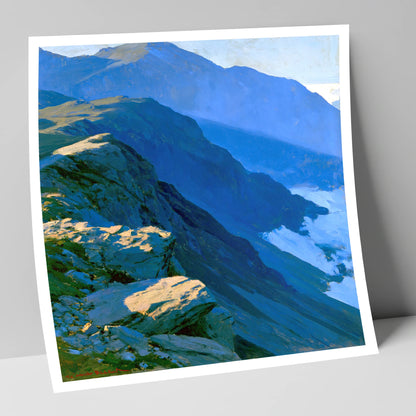 Blue Shadows on Misty Ridge lake district fell art print
