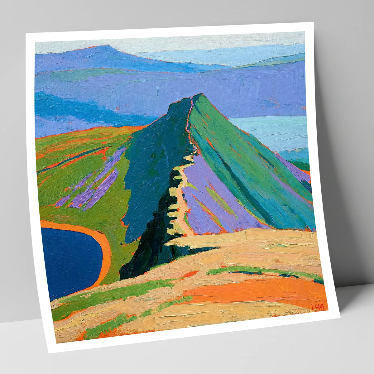 Bold Striding Edge Helvellyn Ridge lake district walking art print