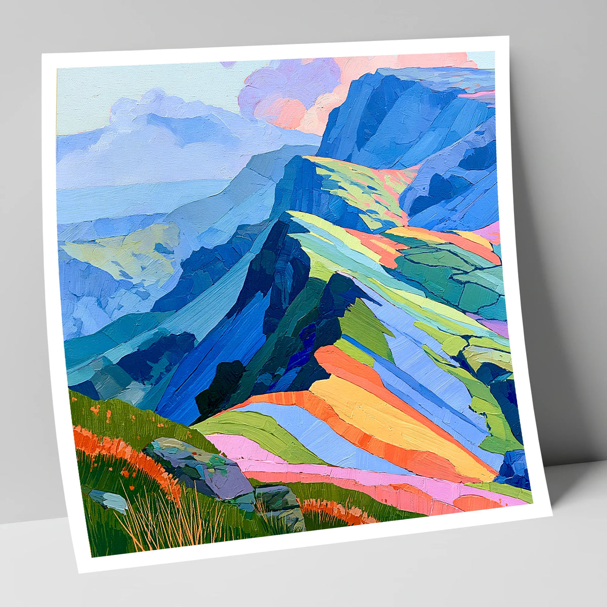 Vivid Hues On Misty Ridge lake district fell art print
