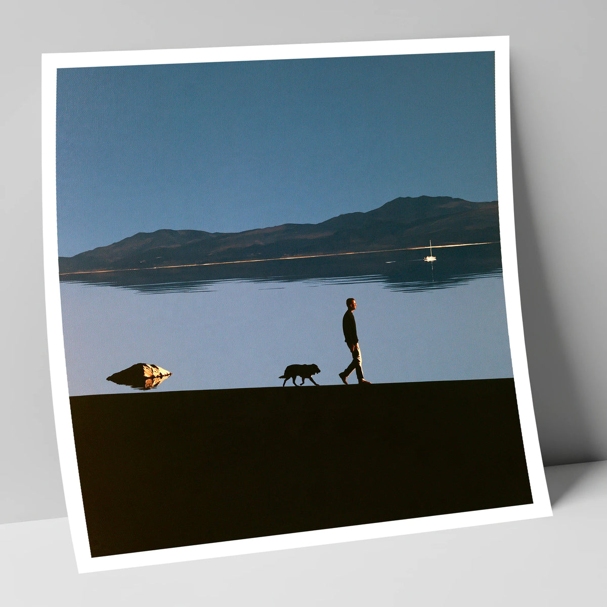 Windermere Dog Walk Silhouette gifts for dog walkers art print