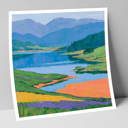 Vibrant Lake and Violet Fells lake district lake art print