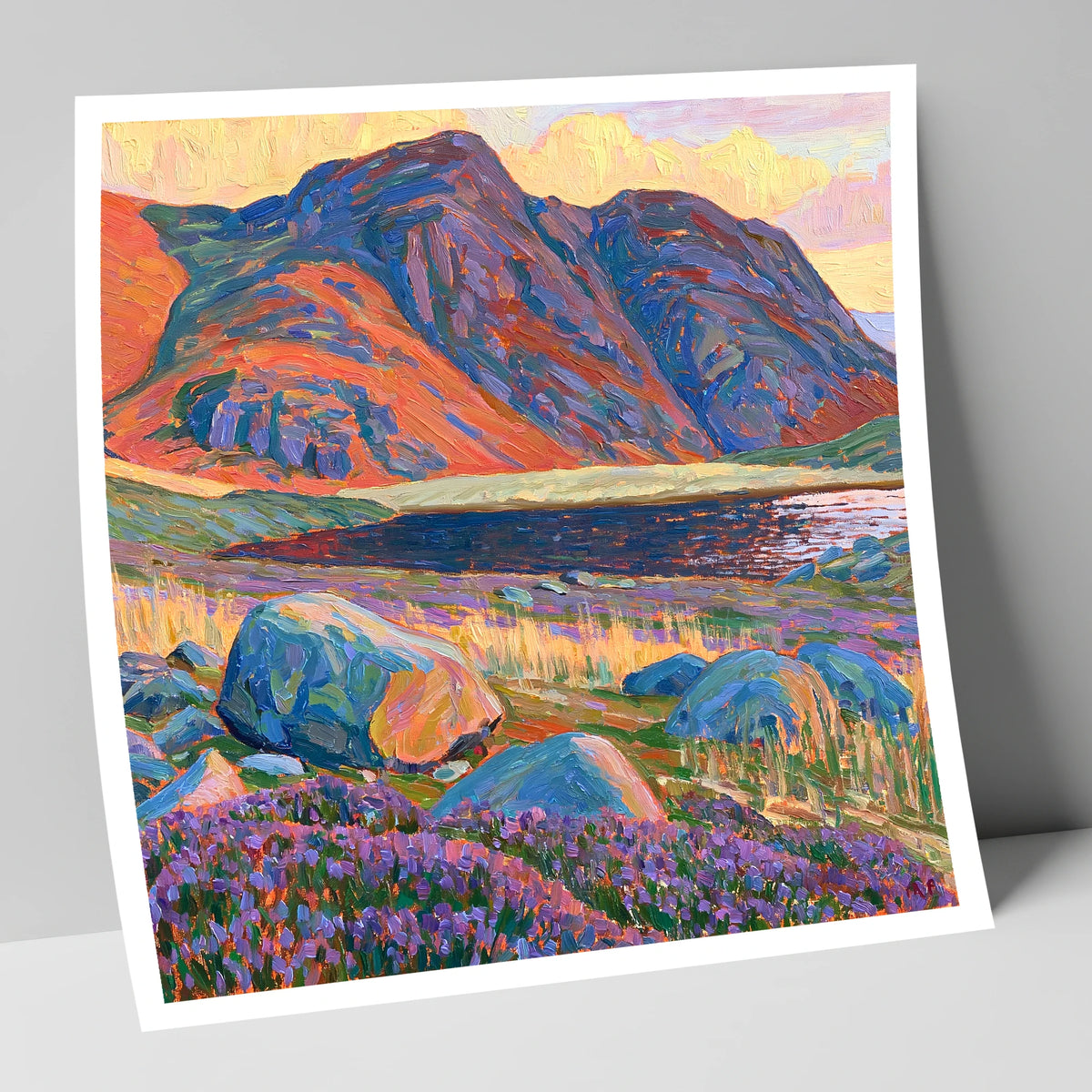 Haystacks in Fiery Light lake district fell art print