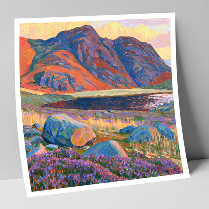 Haystacks in Fiery Light lake district fell art print