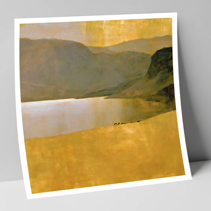 Golden Lake Beneath Dark Fells lake district lake art print