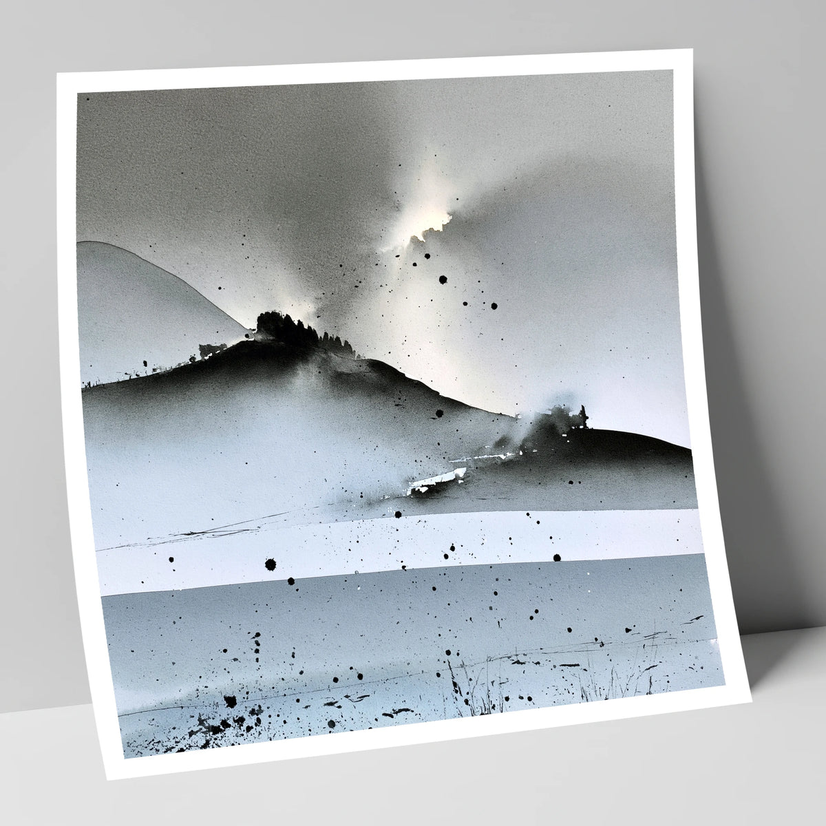 Monochrome Lake District Evening Fells lake district sky art print