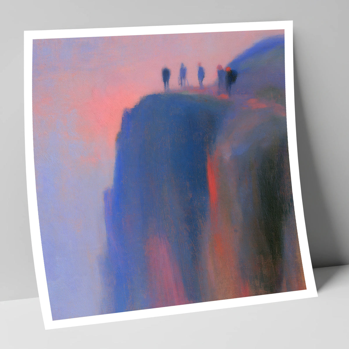 Climbers on a Twilight Crag lake district walking art print