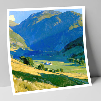 Sunlit Green Valley Between Fells lake district valley art print
