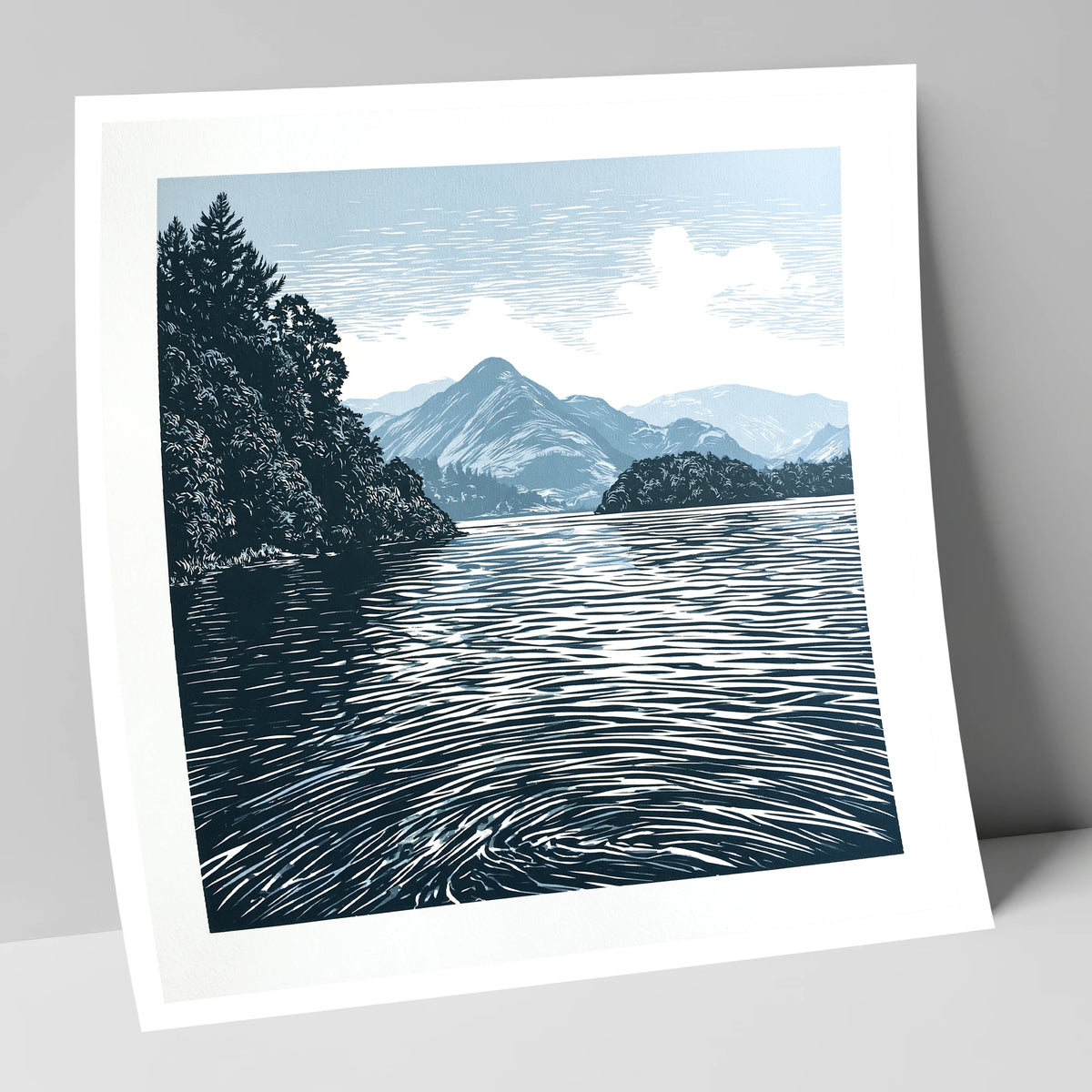 Derwentwater in Slate and Navy lake district lake art print