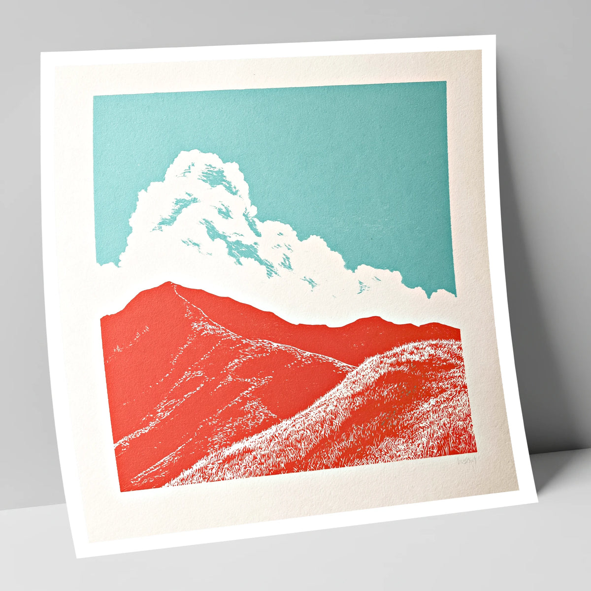 Vibrant Red Fells Under Cloud lake district fell art print