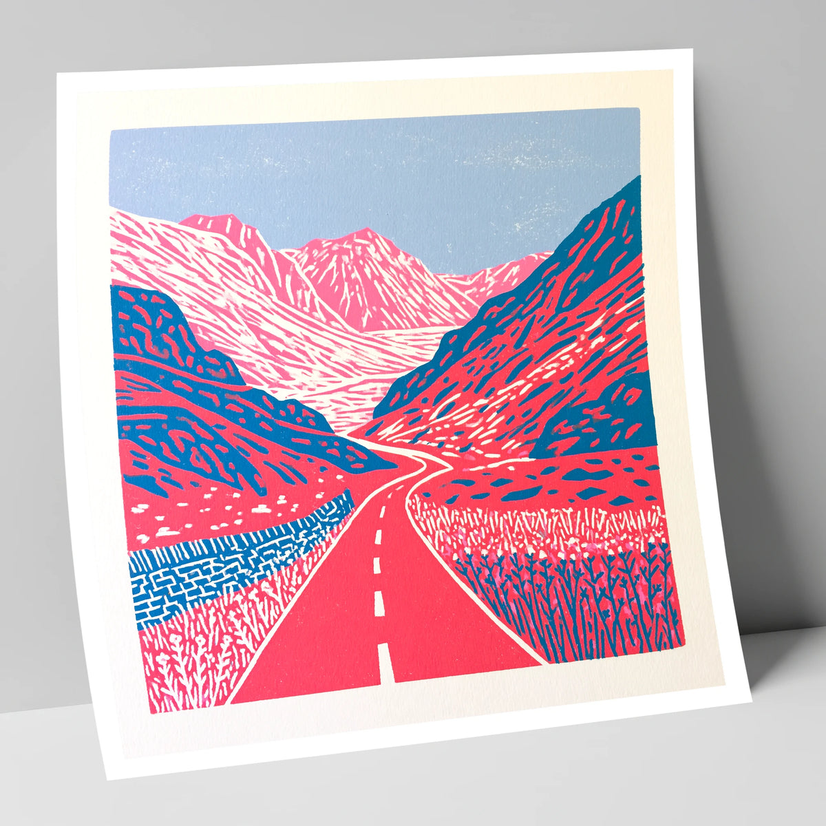 Vibrant Honister Pass Road lake district valley art print