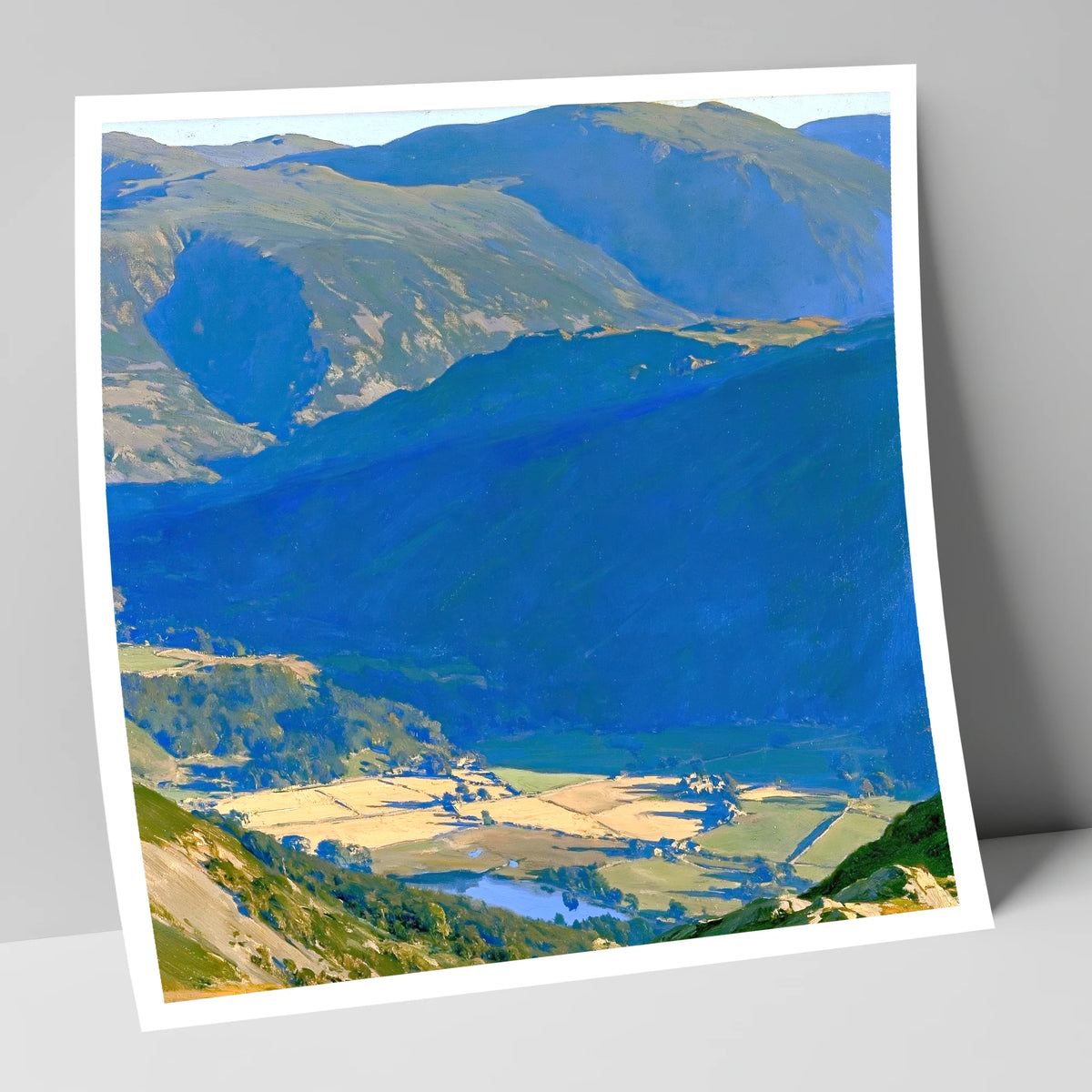 Sunlit Patterdale from Place Fell lake district village art print