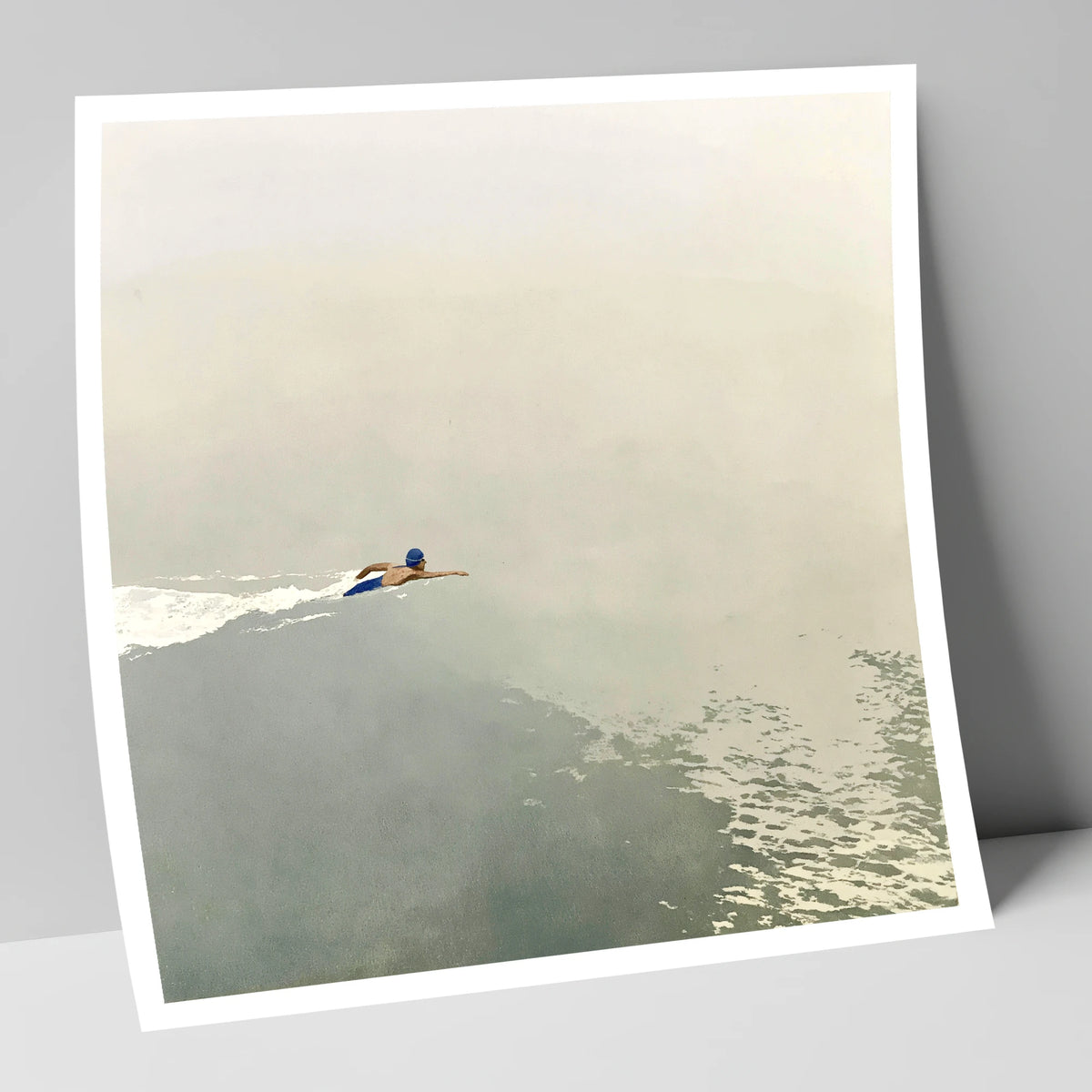 Open Water Swimmer in Morning Mist lake district walking art print