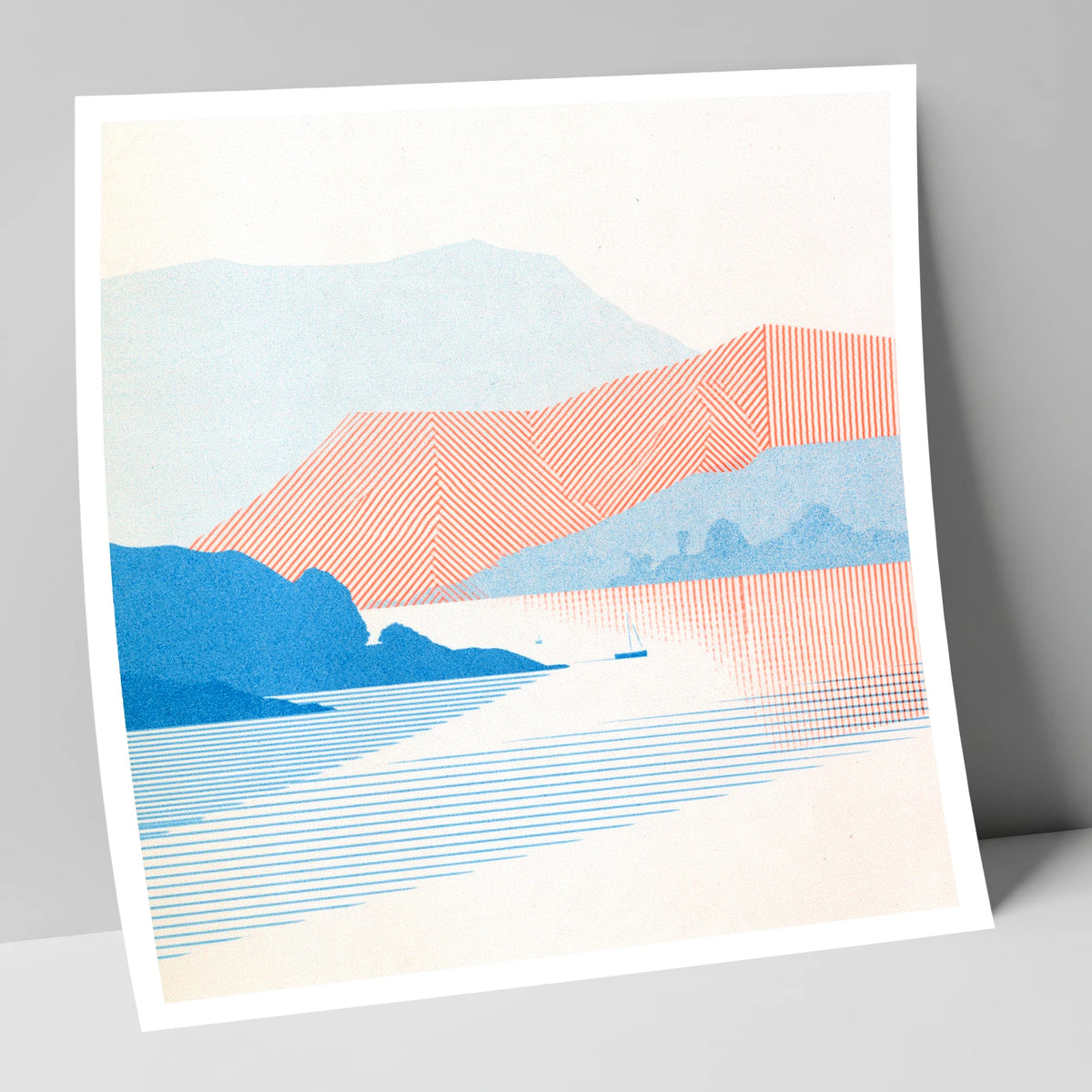 Geometric Coniston Water Fells lake district lake art print