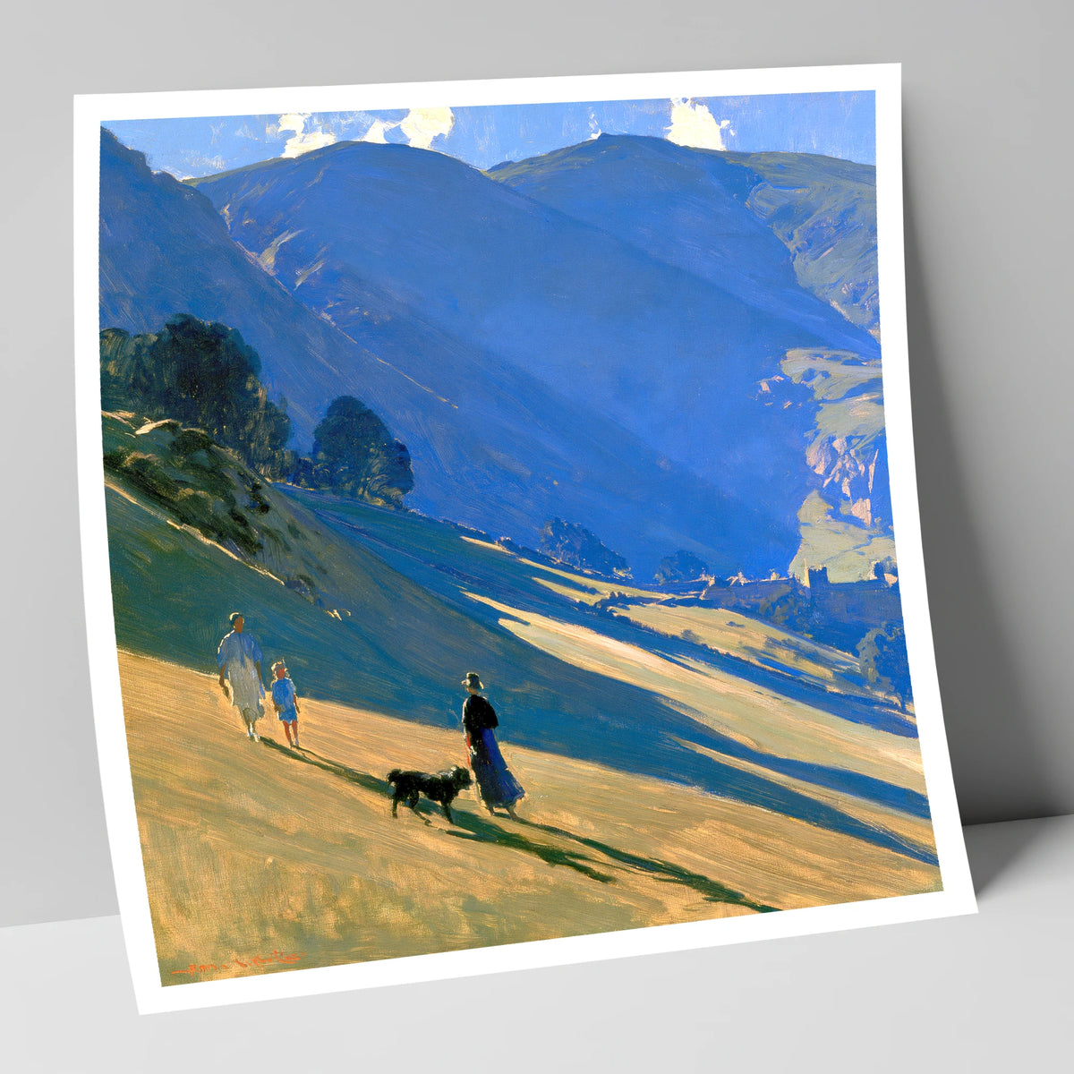 Sunlit Dog Walk at Patterdale gifts for dog walkers art print