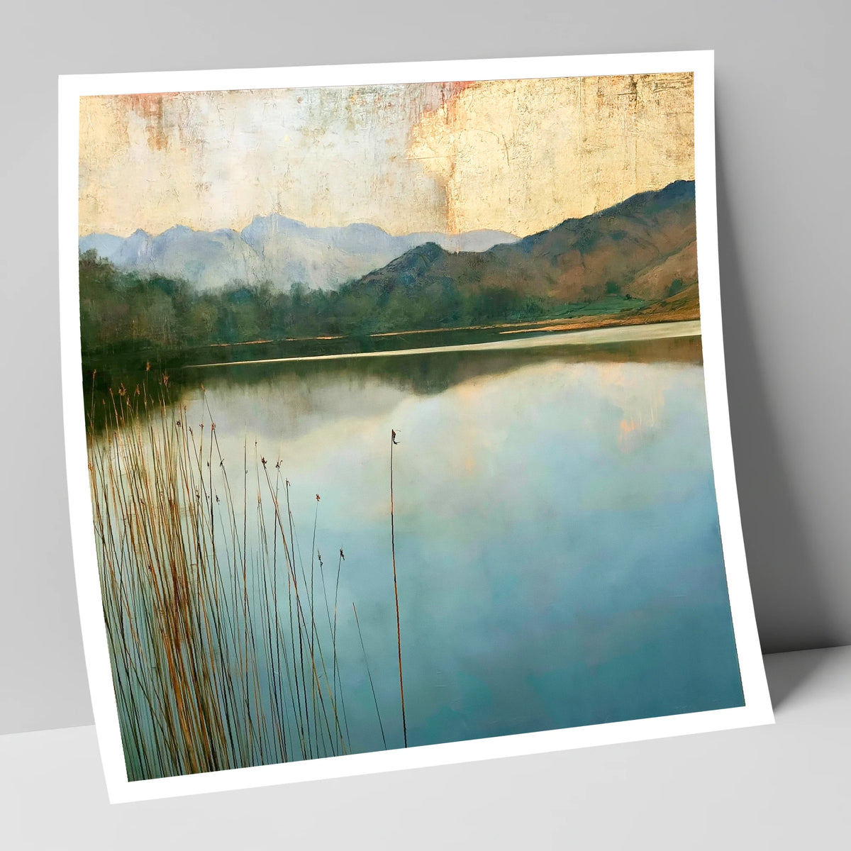 Elterwater Beneath a Golden Sky lake district lake art print