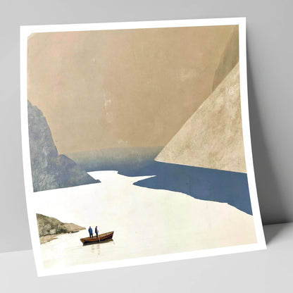 Rowing beneath the Steep Screes lake district lake art print
