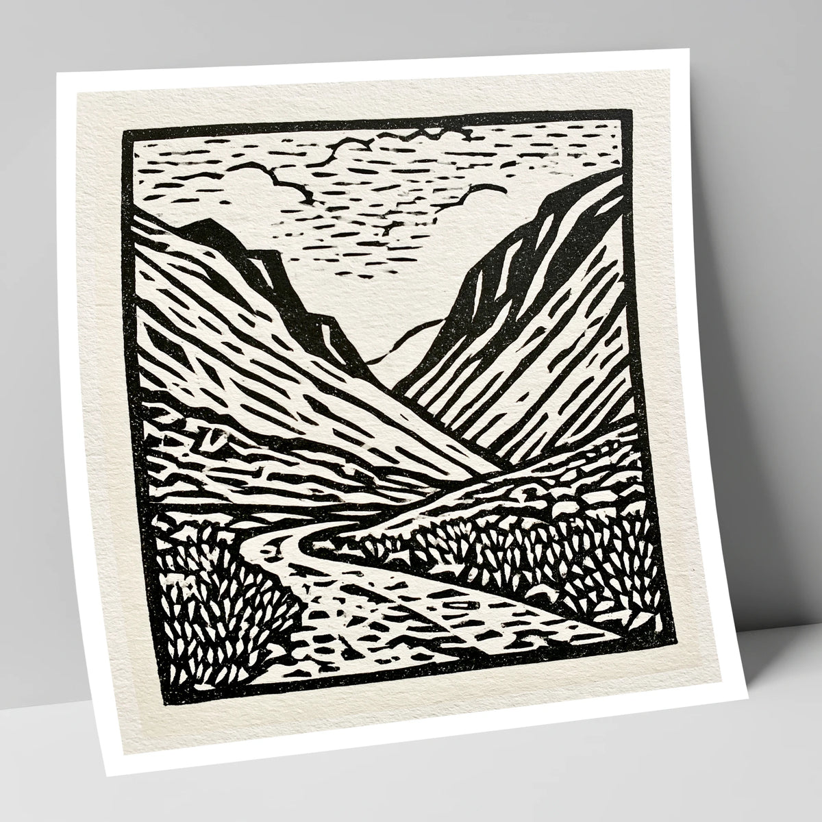 Honister Pass in Bold Monochrome lake district valley art print