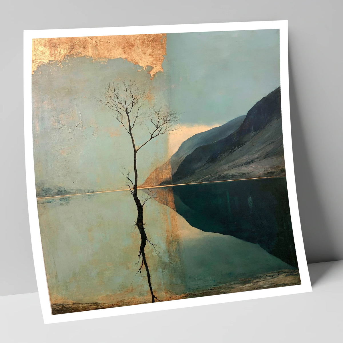 Buttermere Tree with Golden Sky lake district lake art print