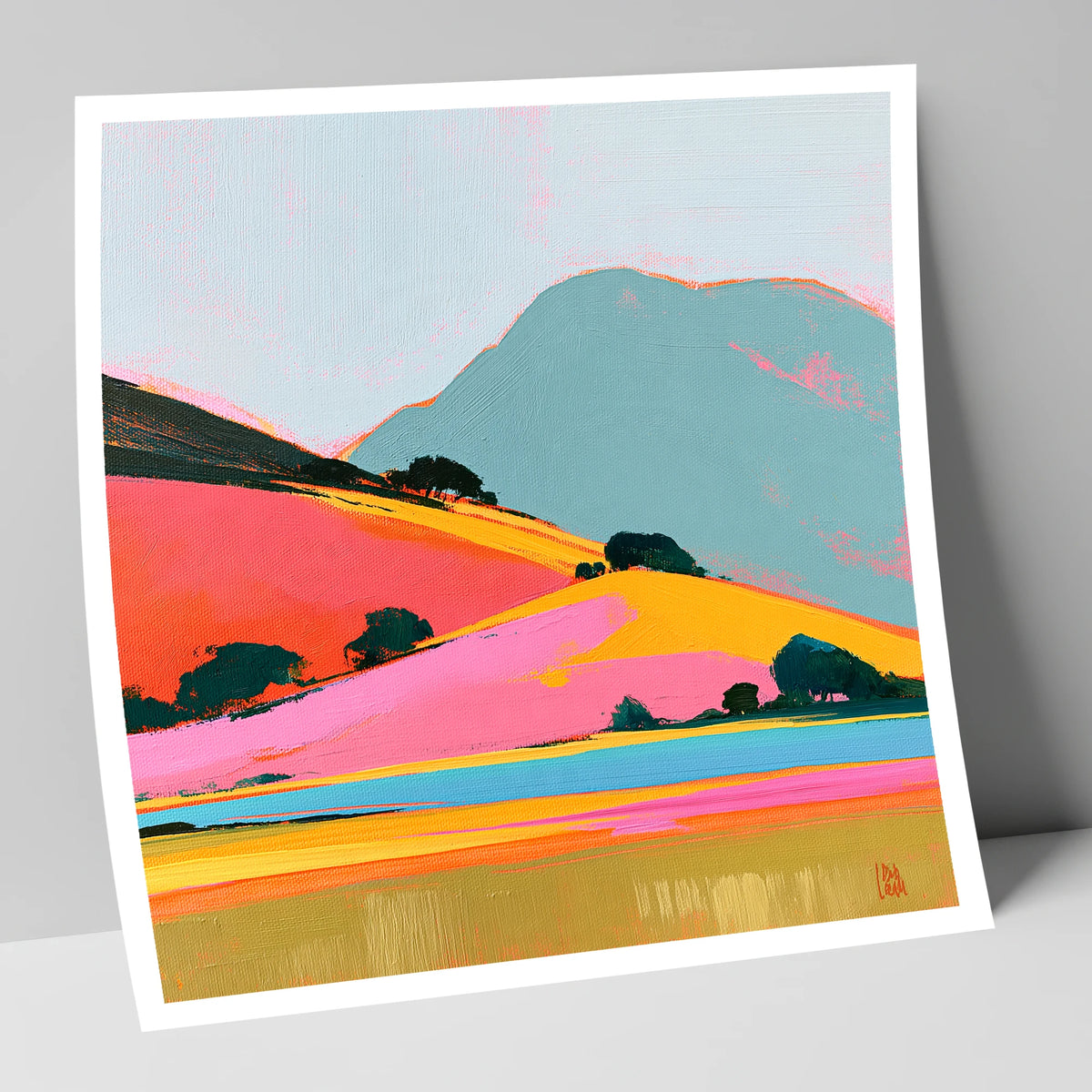 Golden Evening on Vibrant Fells lake district sky art print