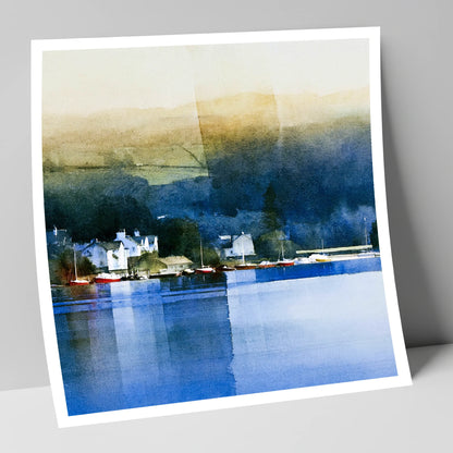Bowness Bay in Deep Indigo lake district village art print