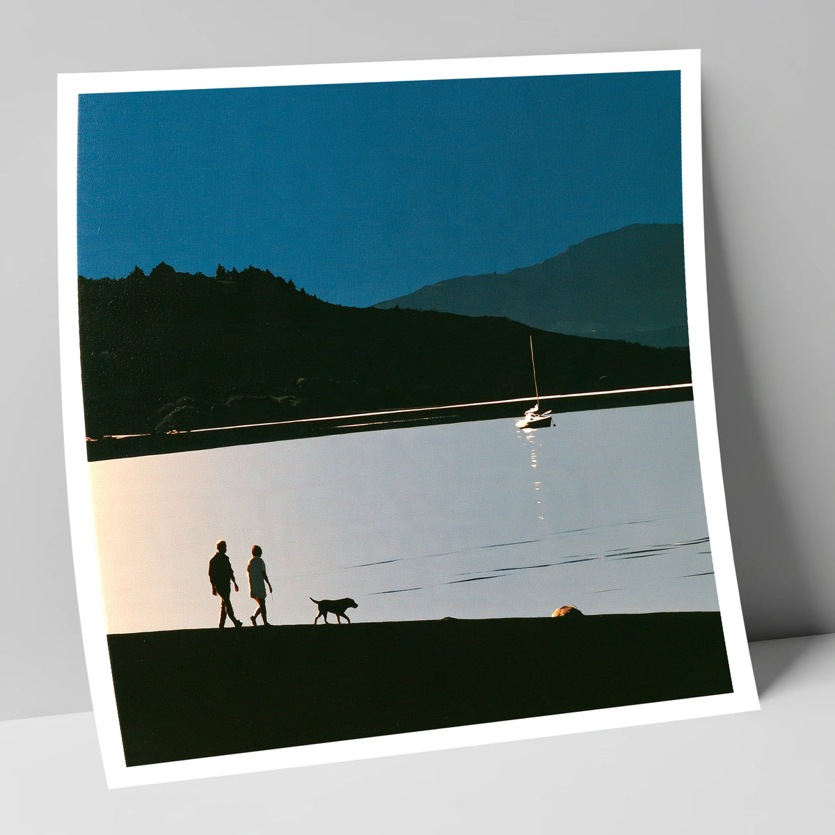 Windermere Dog Walk in Silhouette gifts for dog walkers art print