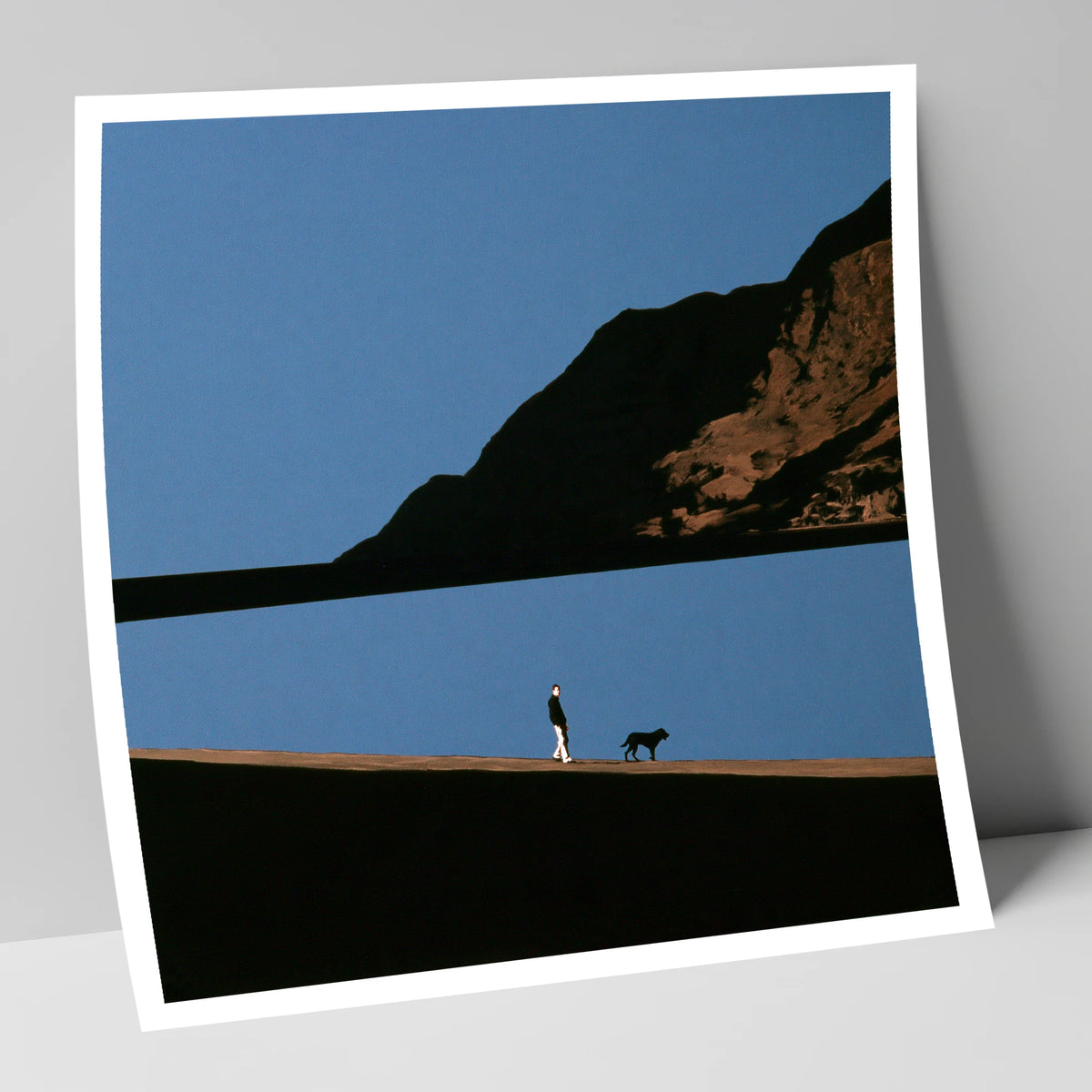 Silhouetted Dog Walker at Ennerdale Water gifts for dog walkers art print