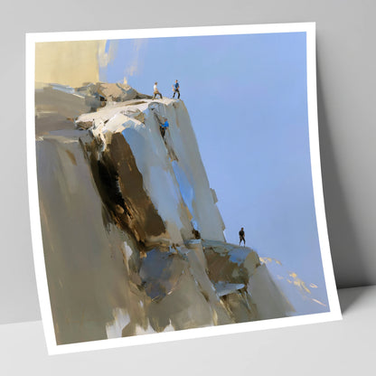 Climbers on a Sunlit Crag lake district walking art print