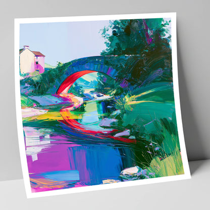 Vivid Stone Bridge Over Beck lake district waterfall art print
