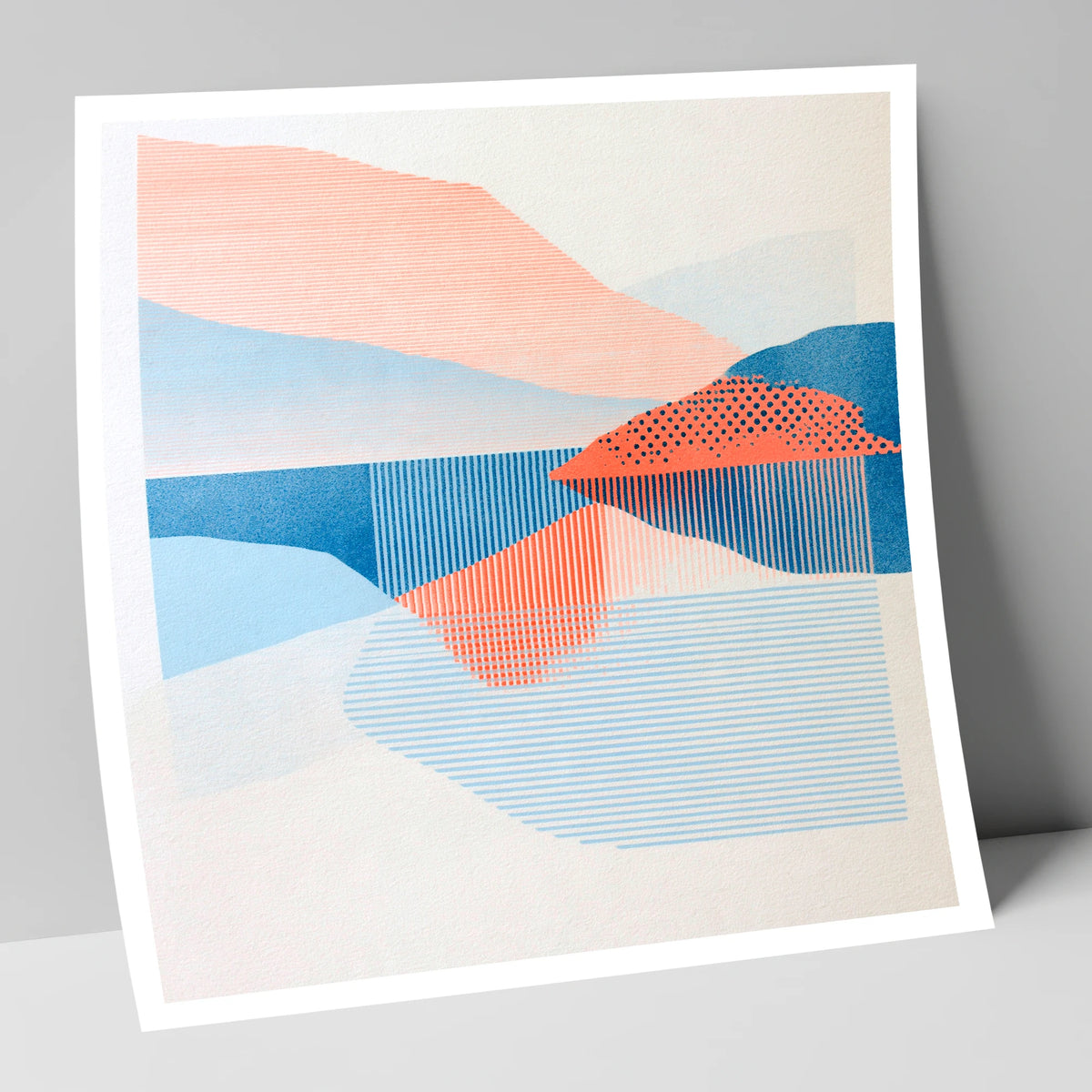 Coral and Blue Lake Reflections lake district lake art print