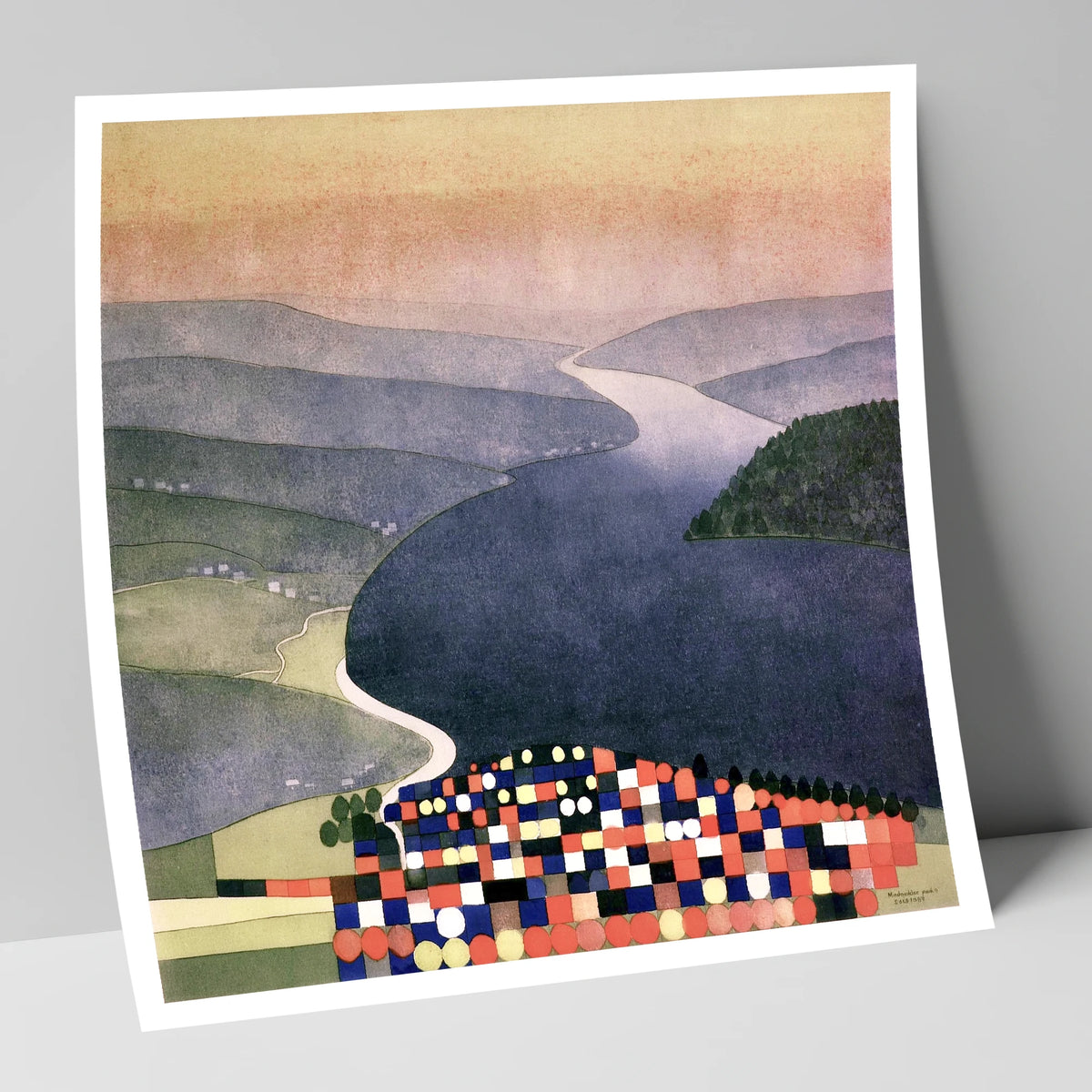 Geometric Ambleside and Indigo Waters lake district village art print