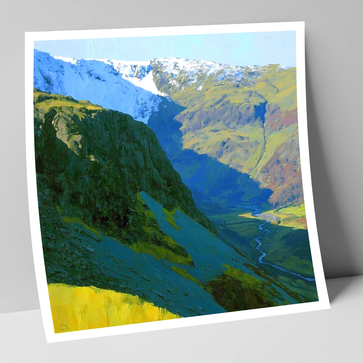Vibrant Tarn Crag in Snow lake district fell art print