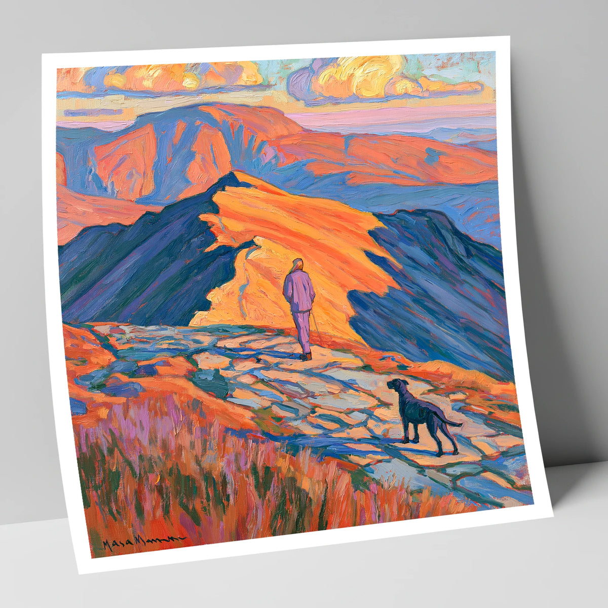 Radiant Helvellyn Dog Walk gifts for dog walkers art print