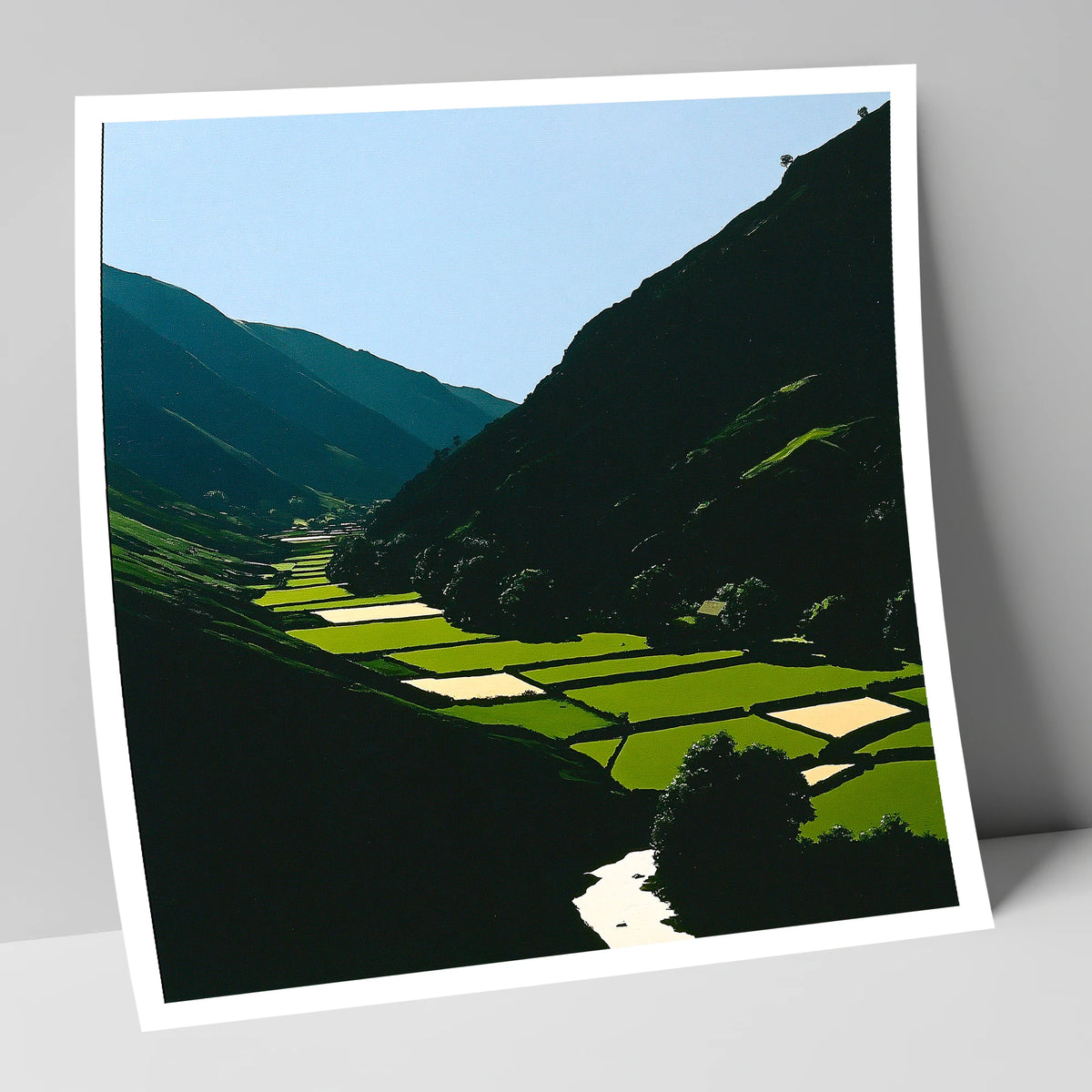 Sunlit Patchwork in the Dale lake district valley art print