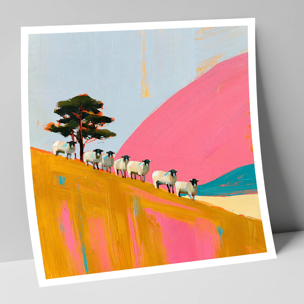 Herdwick Sheep on Pink Fellside lake district wildlife art print