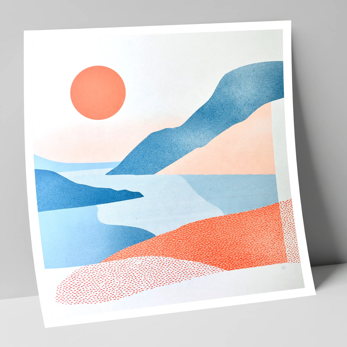 Ennerdale Valley in Coral and Blue lake district valley art print