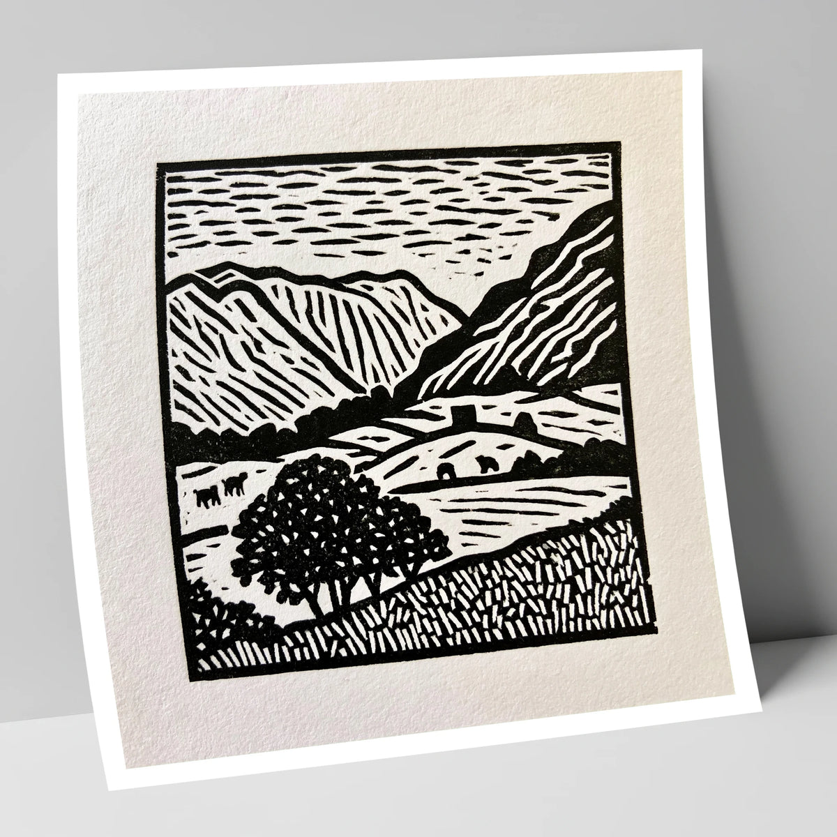 Monochromatic Borrowdale Valley Landscape lake district valley art print