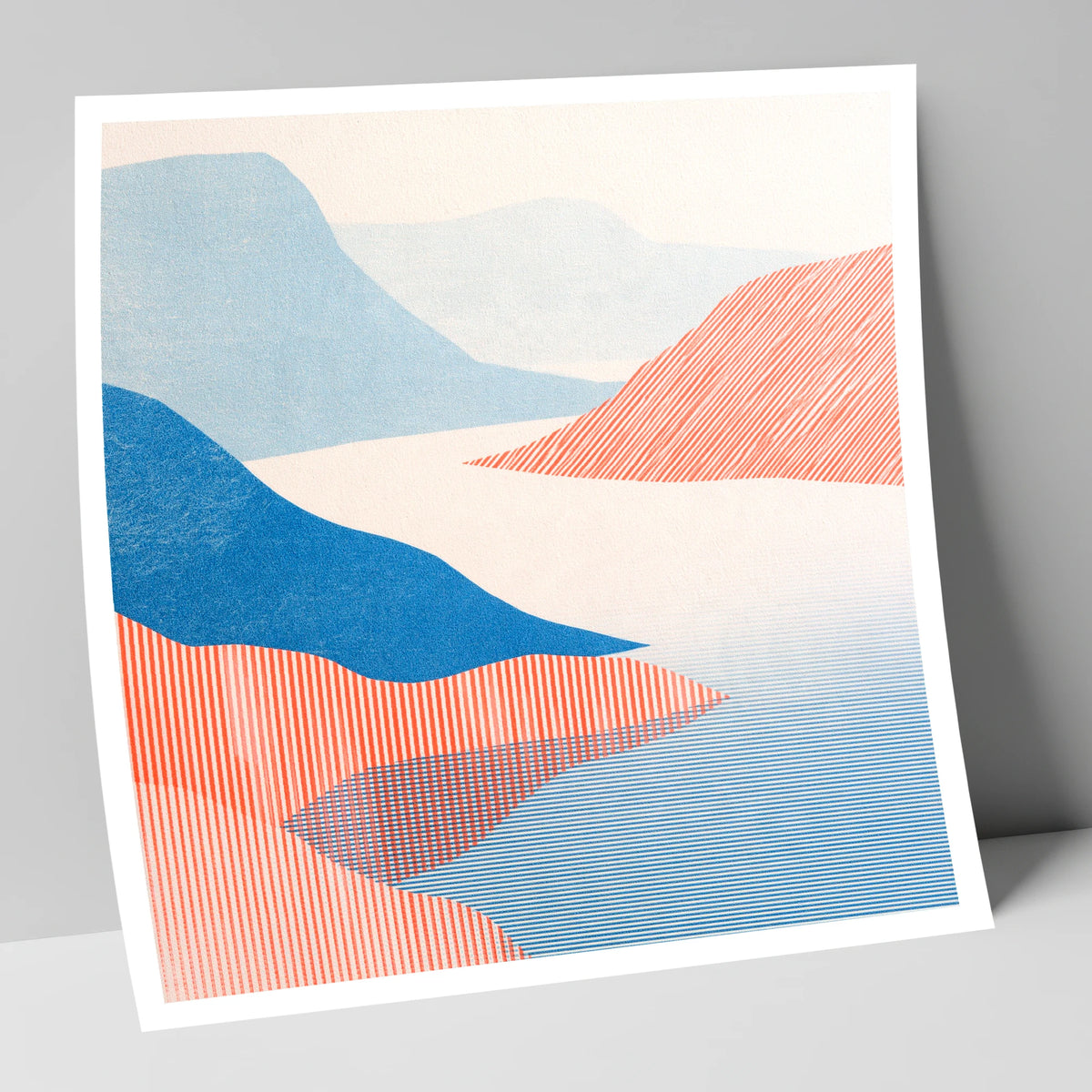 Coniston Water Fells in Coral lake district lake art print
