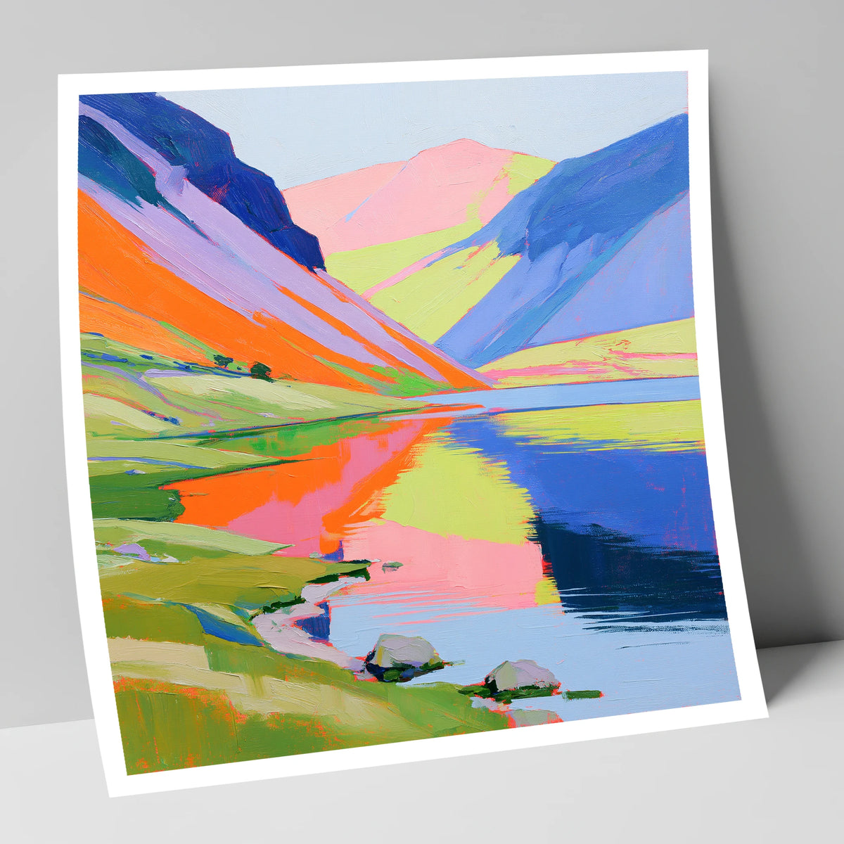 Lake Reflections in Bold Colour lake district lake art print
