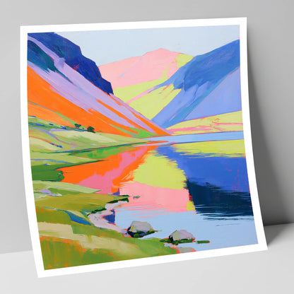 Lake Reflections in Bold Colour lake district lake art print