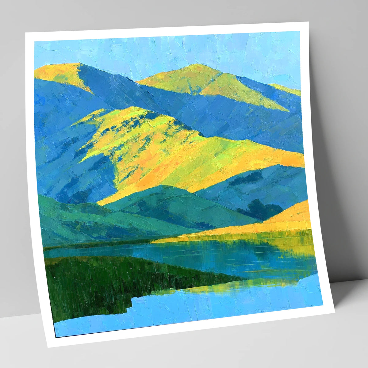 Sunlit Fells and Deep Blue Shadows lake district sky art print