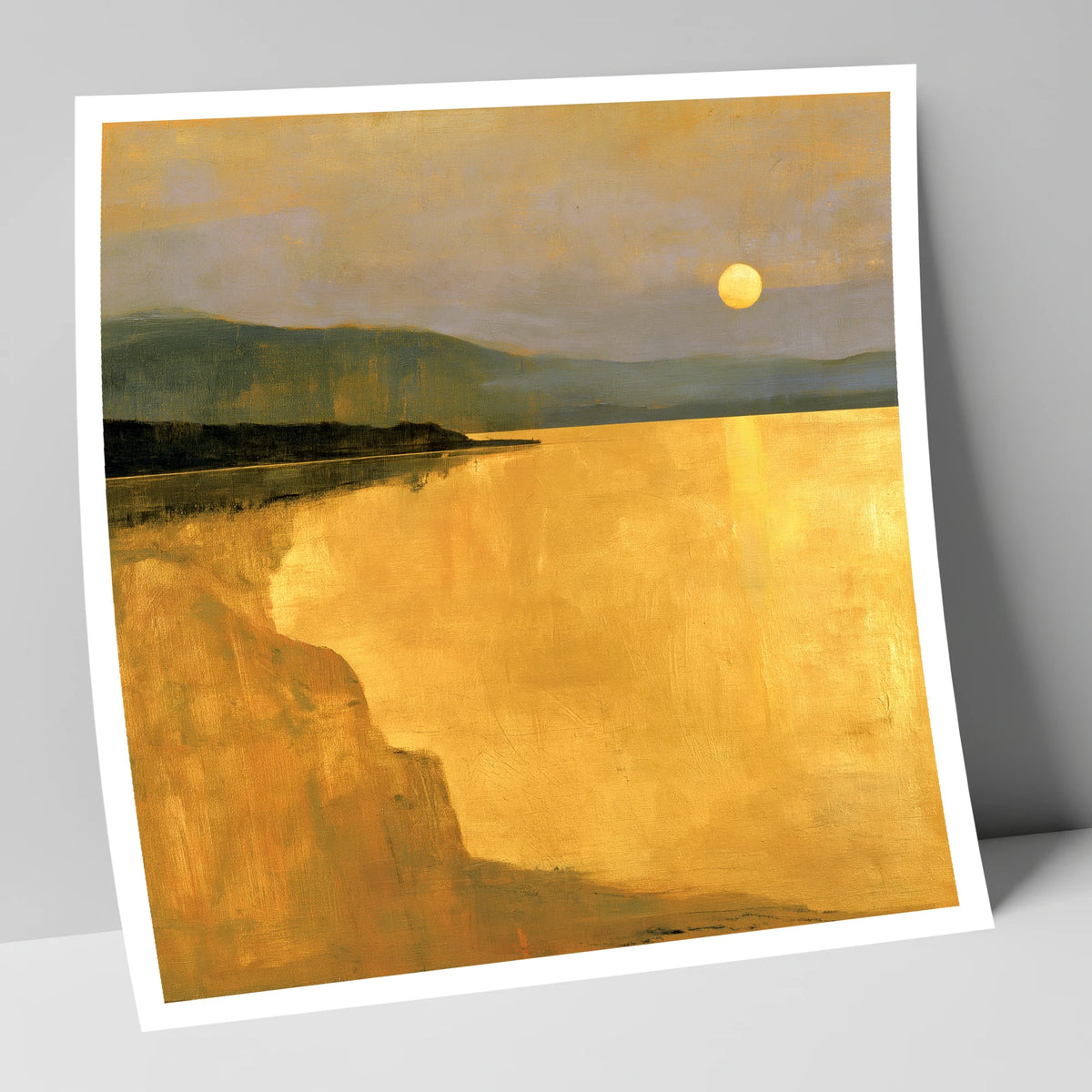 Lake Sunset in Luminous Ochre lake district lake art print