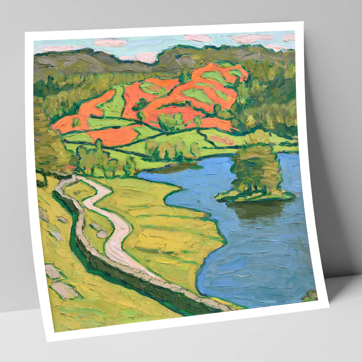 Vibrant Rydal Water Shore Path lake district lake art print
