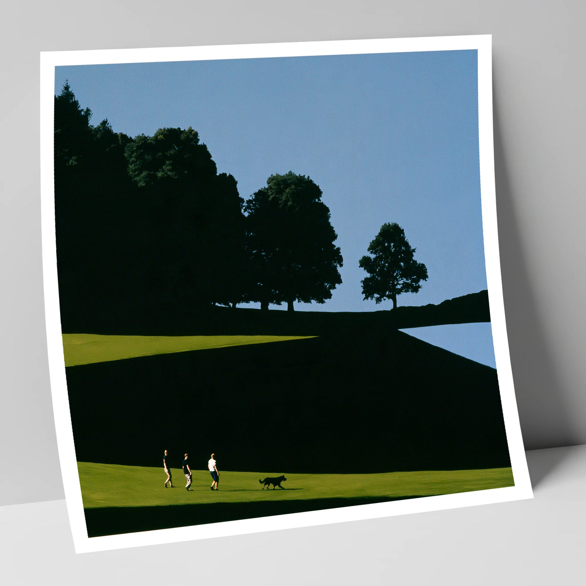 Tarn Hows Dog Walk Silhouettes gifts for dog walkers art print