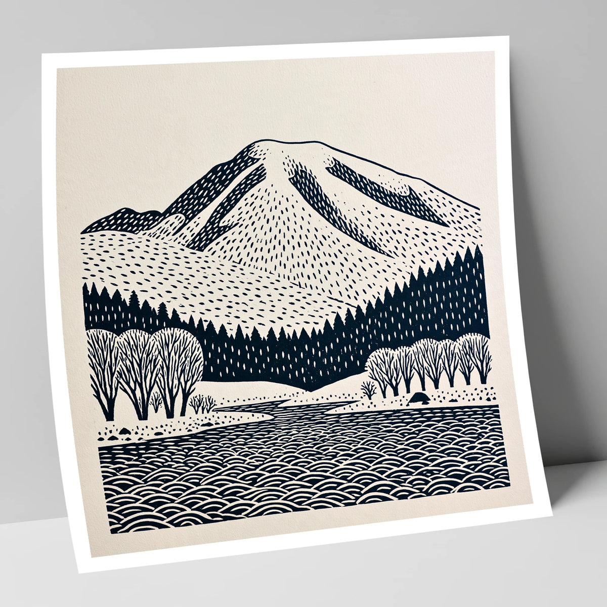 Graphic Skiddaw Mountain Scene lake district fell art print